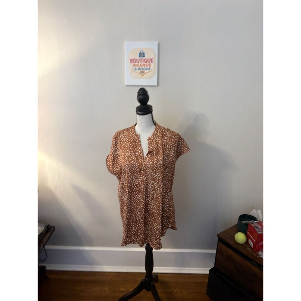Maison d’Amélie Paris Brown & White Printed Blouse – Size Medium
